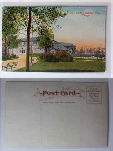 AK Chicago Illinois Scene in Hamilton Park ungebraucht #PA425