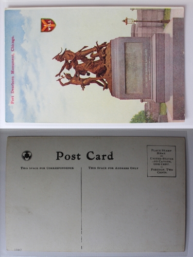 AK Chicago Illinois Fort Dearborn Monument ungebraucht #PA434
