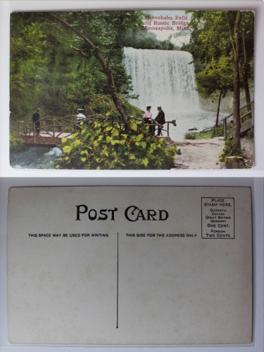 AK Minneapolis Minnehaha Falls and Rustic Bridge ungebraucht #PA460