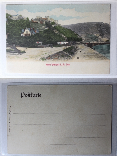 AK St. Goar mit Ruine Rheinfels ungebraucht #PA505