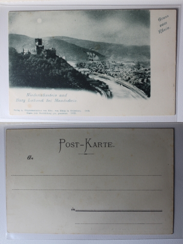 AK Niederlahnstein und Burg Lahneck bei Mondschein ungebraucht #PA509
