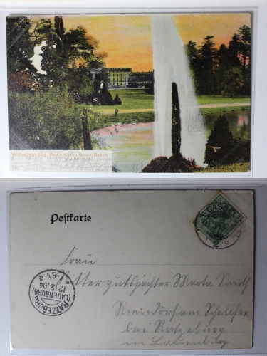 AK Wilhelmshöhe Partie mit Fontainen und Schloss 1904 gebraucht #PA514