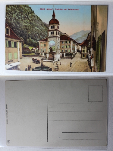 AK Altdorf Dorfplatz mit Telldenkmal ungebraucht #PA526