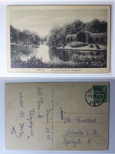 AK Bremen Der Laubengang im Bürgerpark 1925 gebraucht #PA550
