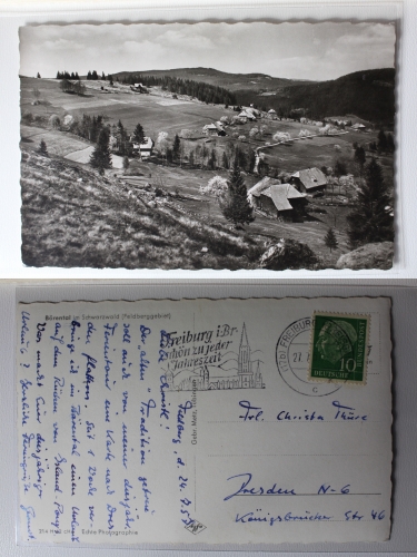 AK Bärental im Schwarzwald (Feldberggebiet) 1957 gebraucht #PA574