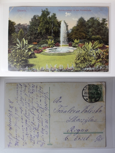 AK Gleiwitz Oberschlesien Schmuckplatz in der Promenade 1914 gebraucht #PC017