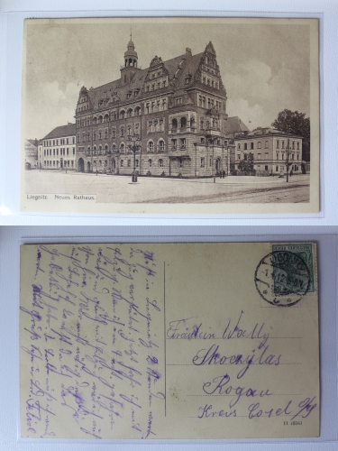 AK Liegnitz Niederschlesien Legnica Neues Rathaus 1912 gebraucht #PC032