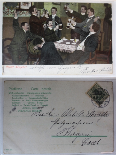 AK Prosit Neujahr mit Stempel 1905 gebraucht #PC093