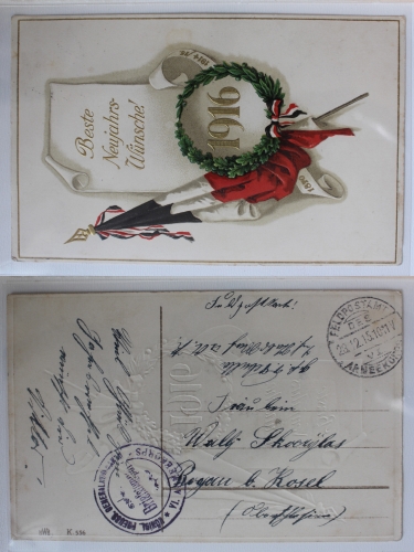 AK Neujahr 1916 Stempel VI. Armeekorps Feldpostamt gebraucht #PC145