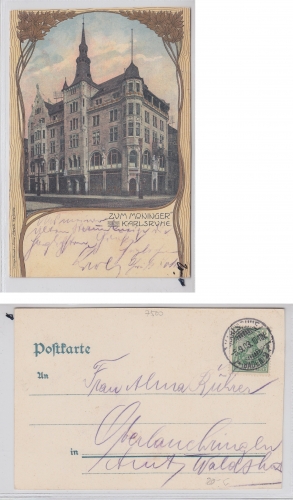 AK Karlsruhe zum Moninger 05.09.1903 gebraucht #PC285