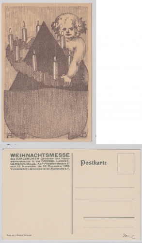 AK Karlsruhe Weihnachtsmesse Gewerbe- und Handwerkerstand 1912 gebraucht #PC305