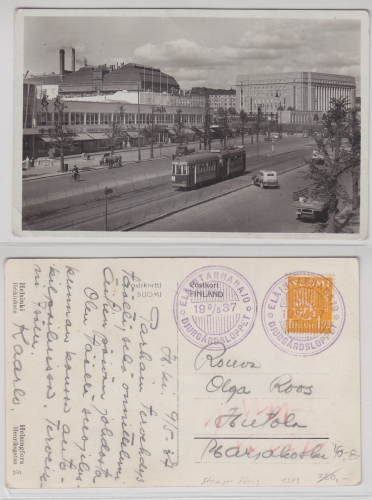 AK Helsinki Fabrikansicht und Eisenbahn 1937 gebraucht #PC328