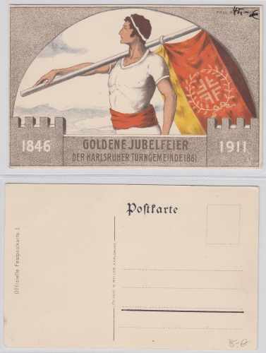 AK Karlsruhe Goldene Jubelfeier der Turngemeinde 1861 ungebraucht #PC333