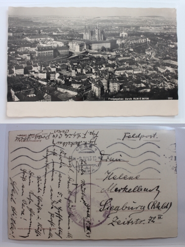 AK Prag Berg Hradschin mit Prager Burg Feldpost 1943 gebraucht #PB225