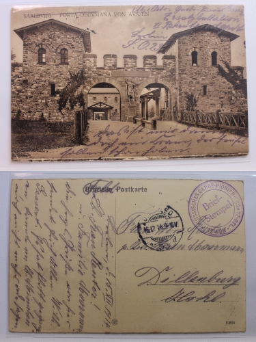AK Bad Homburg Kastell Saalburg 1914 gebraucht #PB249