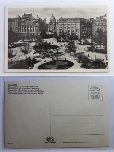 AK Budapest Freiheitsplatz mit Irredenten Denkmal ungebraucht #PB307