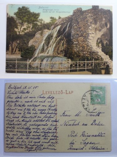 AK Budapest Quelle auf der Margaretheninsel 1908 gebraucht #PB322