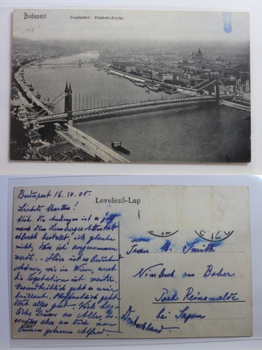 AK Budapest Elisabeth Brücke 1908 gebraucht #PB324