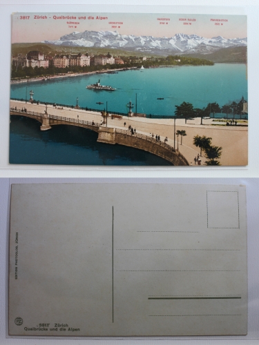 AK Zürich Qualbrücke und die Alpen ungebraucht #PB369