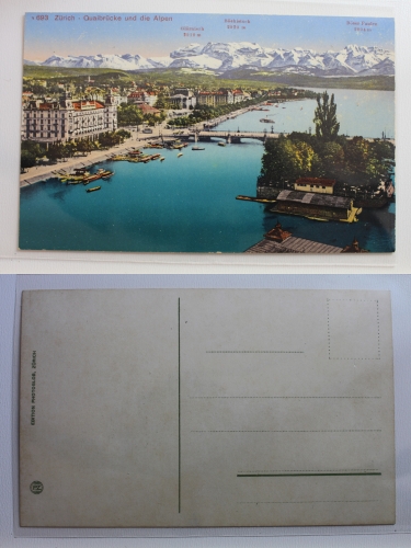 AK Zürich Qualbrücke und die Alpen Böser Faulen 2804 m ungebraucht #PB371