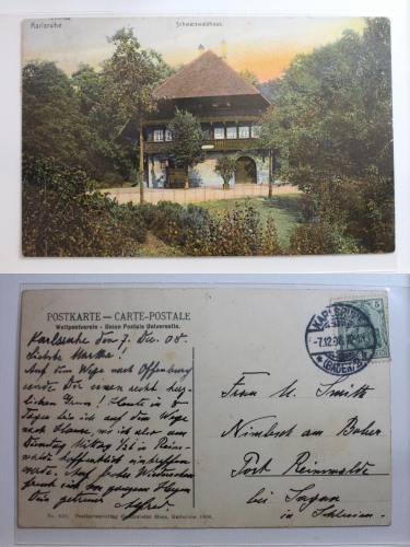 AK Karlsruhe Schwarzwaldhaus 1908 gebraucht #PB557