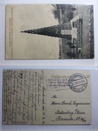 AK Avricourt Kriegsdenkmal (Gefall. d. 9. Res.-Armeekorps) 1916 gebraucht #PB794