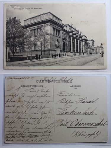 AK Brüssel Bruxelles - Palais des Beaux Arts 1914 gebraucht #PB837