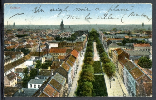 AK Krefeld Panorama mit Südwall, Richtung Kaiser Wilhelm Museum 1919 gebraucht #IU962