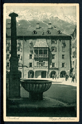 AK Innsbruck Österreich Herzog-Friedrichstrasse, Goldenes Dachl 1927 gebraucht #IU957