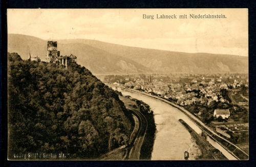 AK Niederlahnstein Rhein-Lahn-Kreis Burg Lahneck 1913 gebraucht #IU959
