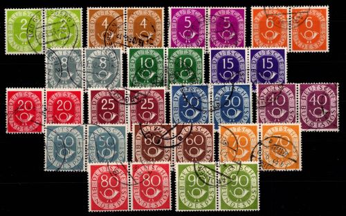 BRD Bund 123-138 gestempelt gestempelt als Paare, geprüft Schlegel BPP #DHF47