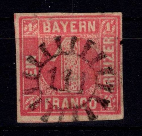 Bayern 3 gestempelt kleines Loch im Markenfeld #DHF97