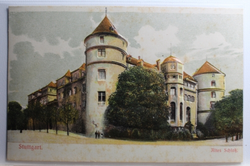 AK Stuttgart Altes Schloss Künstlerkarte ungebraucht #PD048