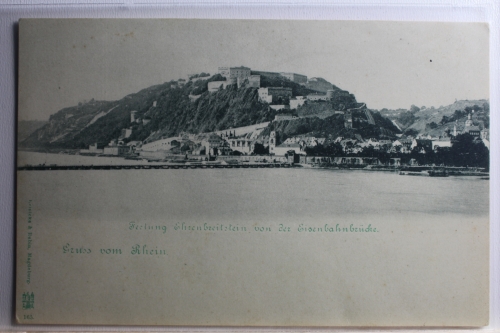 AK Koblenz Festung Ehrenbreitstein von der Eisenbahnbrücke ungebraucht #PD117