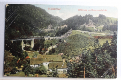 AK Schwarzwald Höllental, Höllensteig m. Ravennaviadukt 1908 gebraucht #PD119