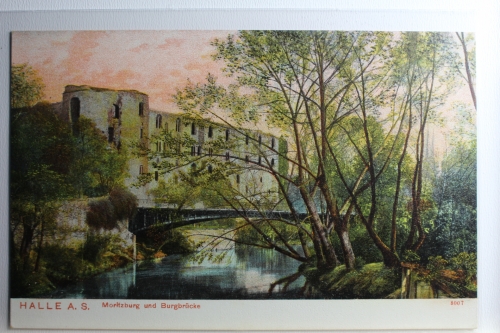 AK Halle a. S. Moritzburg mit Burgbrücke ungebraucht #PD138