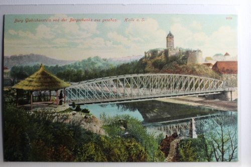 AK Halle a. S. Burg Giebichstein v.d. Bergschenke a. gesehen ungebraucht #PD141