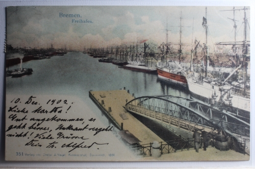 AK Bremen Freihafen 1902 gebraucht #PD229
