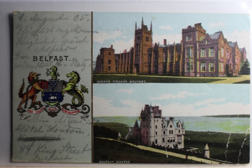 AK Belfast Queens College, Castel Mehrbildkarte 1905 gebraucht #PD233