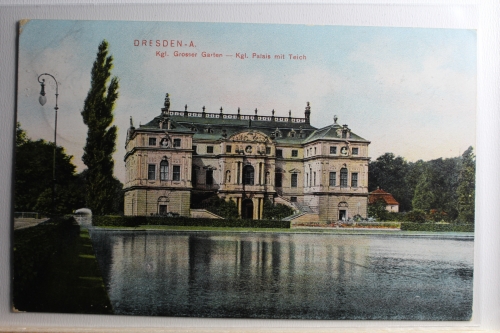 AK Dresden Kgl. Großer Garten - Kgl. Palais mit Teich gebraucht #PD248