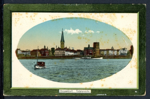 AK Düsseldorf Totalansicht Altstadt, Lambertus, Schlossturm 1912 gebraucht #IN739