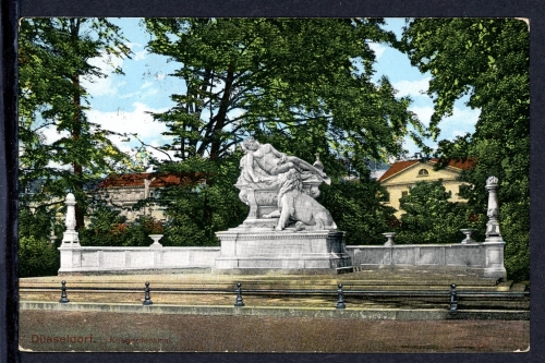 AK Düsseldorf Kriegerdenkmal im Hofgarten, coloriert 1915 gebraucht #IN759