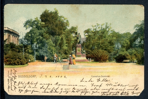 AK Düsseldorf Cornelius-Denkmal am Hofgarten 1902 gebraucht #IN761