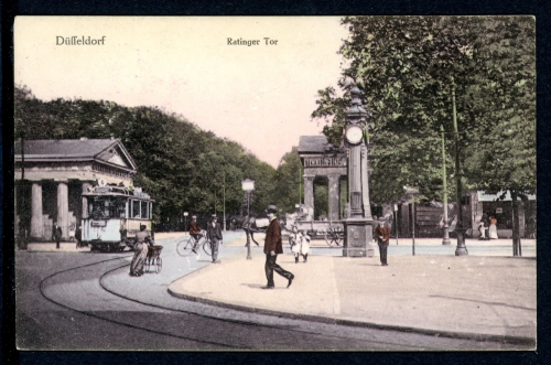 AK Düsseldorf Ratinger Tor mit Strassenbahn um 1920 gebraucht #IN764