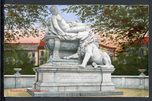 AK Düsseldorf Kriegerdenkmal im Hofgarten, coloriert 1917 gebraucht #IN766
