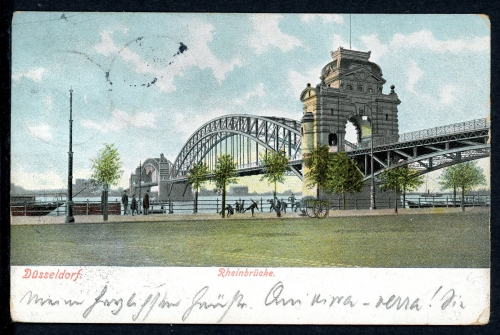 AK Düsseldorf Radschläger vor Alter Oberkasseler Brücke 1906 gebraucht #IN776