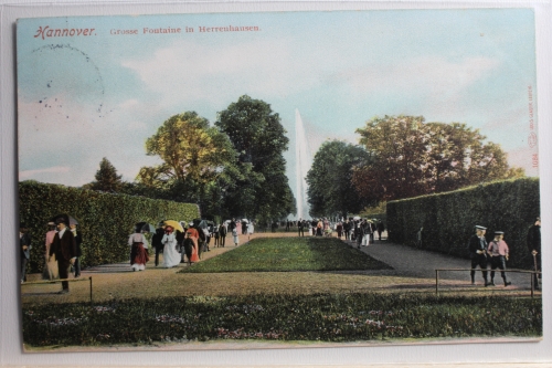 AK Hannover Grosse Fontaine in Herrenhausen 1907 gebraucht #PC434