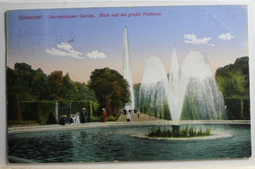 AK Hannover Herrenhäuser Garten, Blick a.d. große Fontaine 1914 gebraucht #PC439