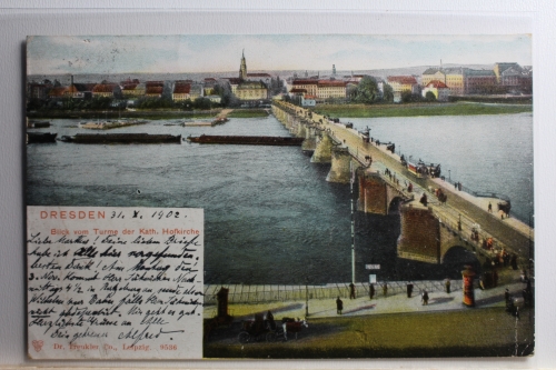 AK Dresden Blick vom Turm der Kath. Hofkirche 1902 gebraucht #PC647