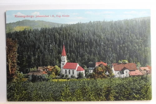 AK Johannisbad Riesengebirge - Evg. Kirche ungebraucht #PC656